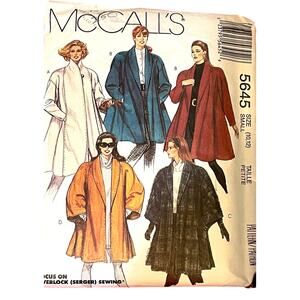 McCall’s 5645 Misses 10-12 Lined Coat Unlined Cape 2 Lengths Circa 1991 Uncut FF